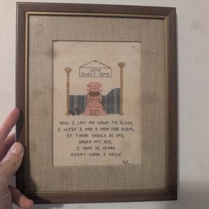 Framed Home Sweet Home Cross-Stitch Art